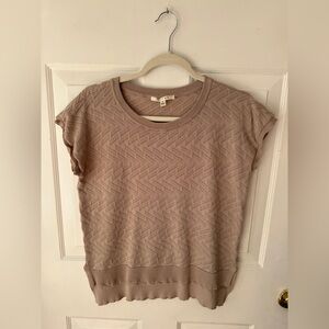 Cyrus Tan Knitted Cap Sleeve Shirt